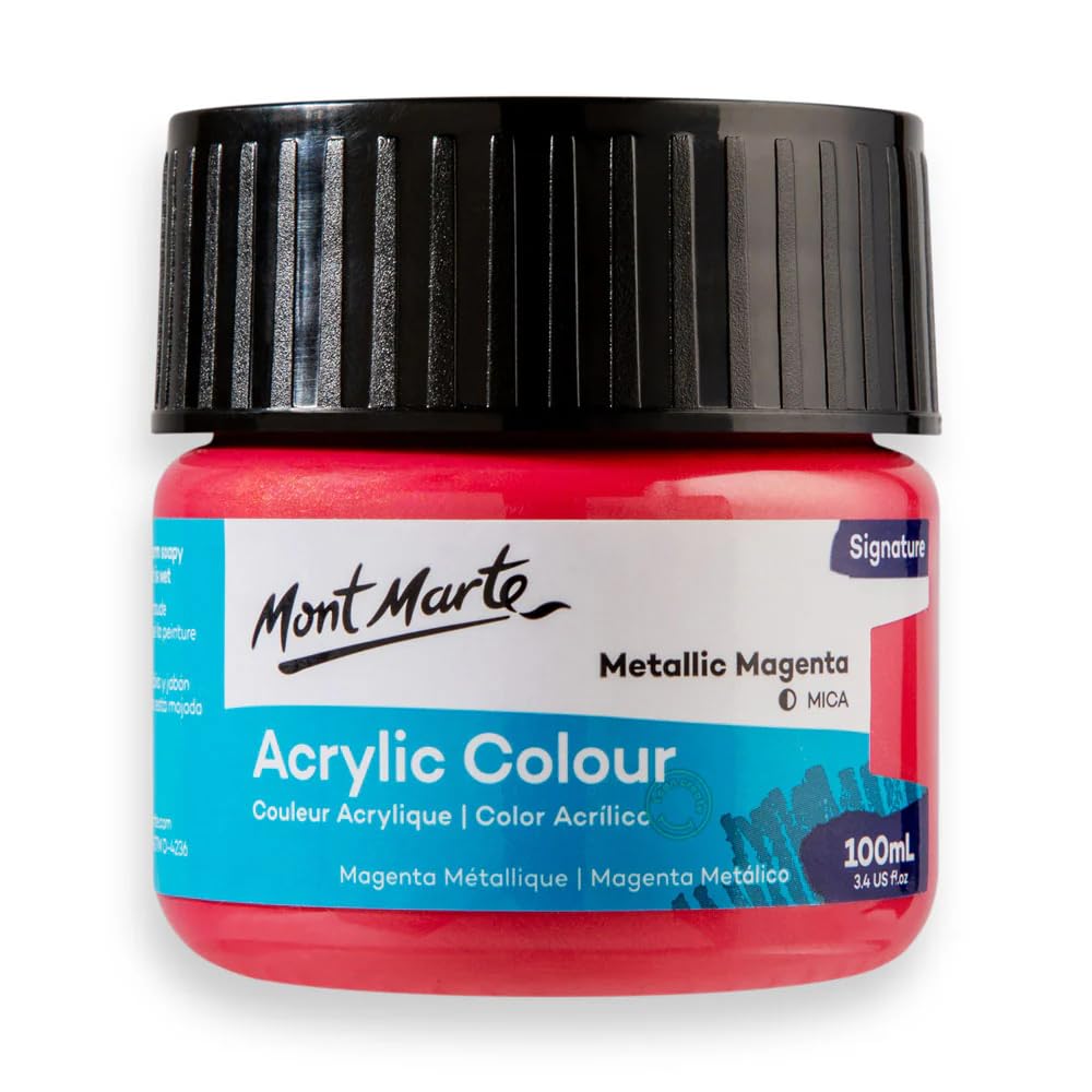 Monte Marte MSCH1102 Acrylic Colour Paint 100 ml, Metallic Magenta