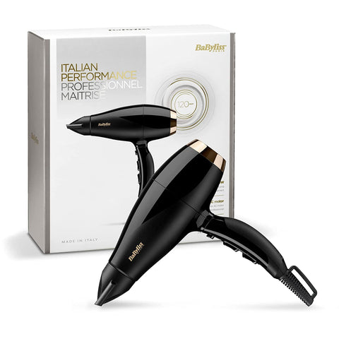 BaByliss Super Pro 2300 Professional Ionic Hair Dryer with High-Performance 2300 Watts AC Motor, 120 km/h Airflow, 2 Ultra-Thin Concentrator Nozzles, and Cold Air Function – 6714E