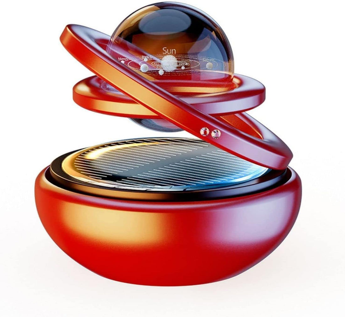 Car solar air freshener, rotatable air purifier aromatherapy, diffuser. Car decoration accessories for car and home interior fragrance (Red)
