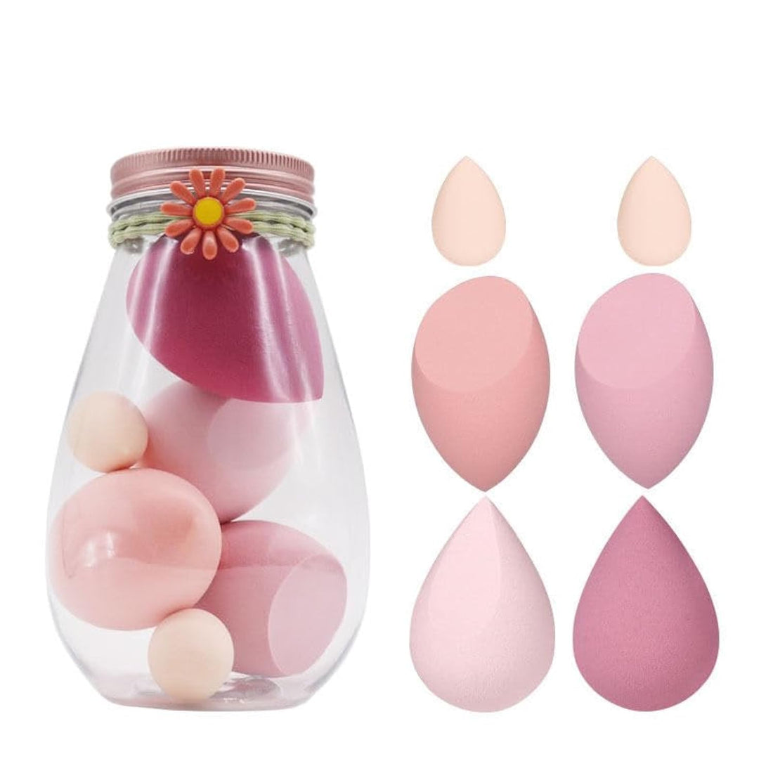 6 Pcs Makeup Sponges Set - 6 Beauty sponges Blending Blenders,Makeup egg Case/Multi- coloredï¼Œ Cosmetics Sponge Puff Latex Makeup Sponge case, Flawless for Cream, Powder and Liquid (pink)