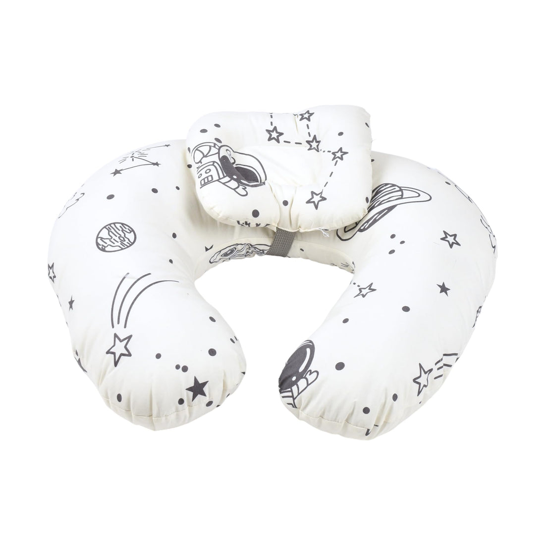 Mix&Max Microfiber Nursing Pillow With Support Pillow Printed Astronaut For Boys-White&Grey