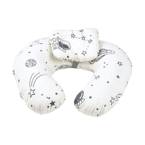 Mix&Max Microfiber Nursing Pillow With Support Pillow Printed Astronaut For Boys-White&Grey