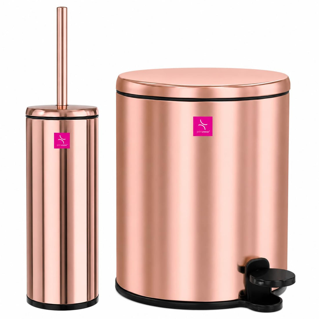 Rose Gold Toilet Brush and Trash Bin Set – Elegant Rose Gold Bathroom Accessories, Modern Design Practical for Home and Hotels