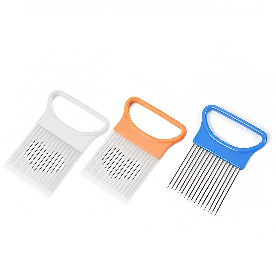 Onion Cutter - Stainless Steel Vegetable Slicer for Effortless Chopping of Onions, Tomatoes, Potatoes, Fruits, and Meats in Your Kitchen (3 pcs)