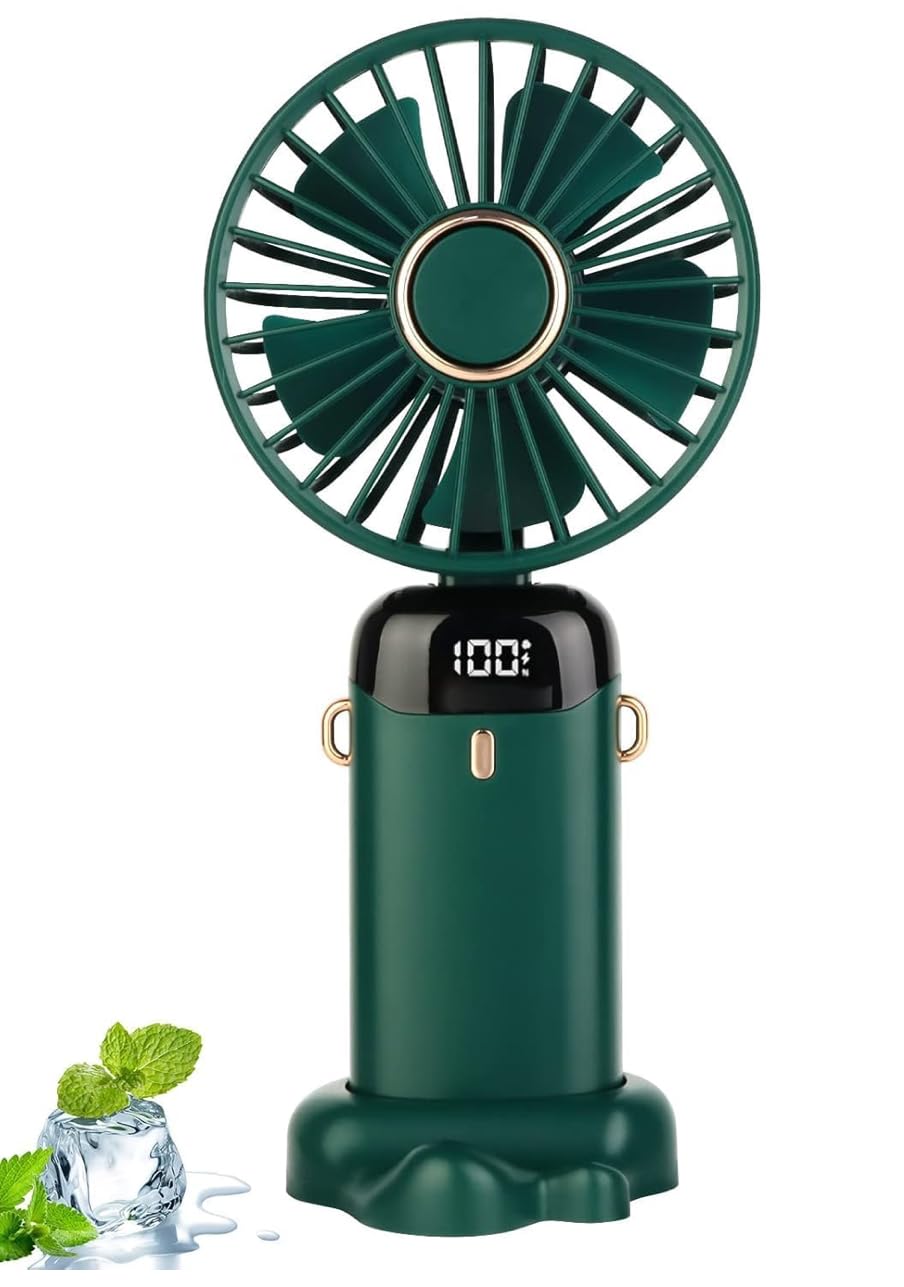Portable Fan, Hand Held Fan Mini USB Fan Personal Fan Travel Fan Rechargeable Fan Foldable Small Fan Desk Fan 5 Speeds for Travel/Camping/Outdoor/Office (Dark Night Green)
