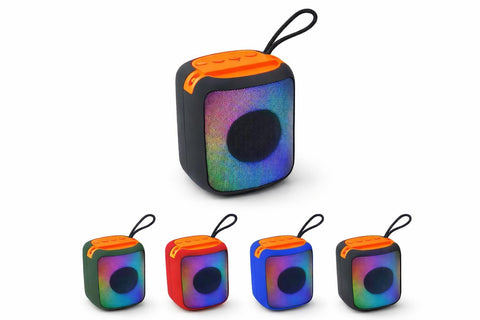 Portable Bluetooth Speaker with Colorful LED Light, Phone Holder, AUX and USB, Micro SD Card Slot, Rechargeable Battery, Multicolor