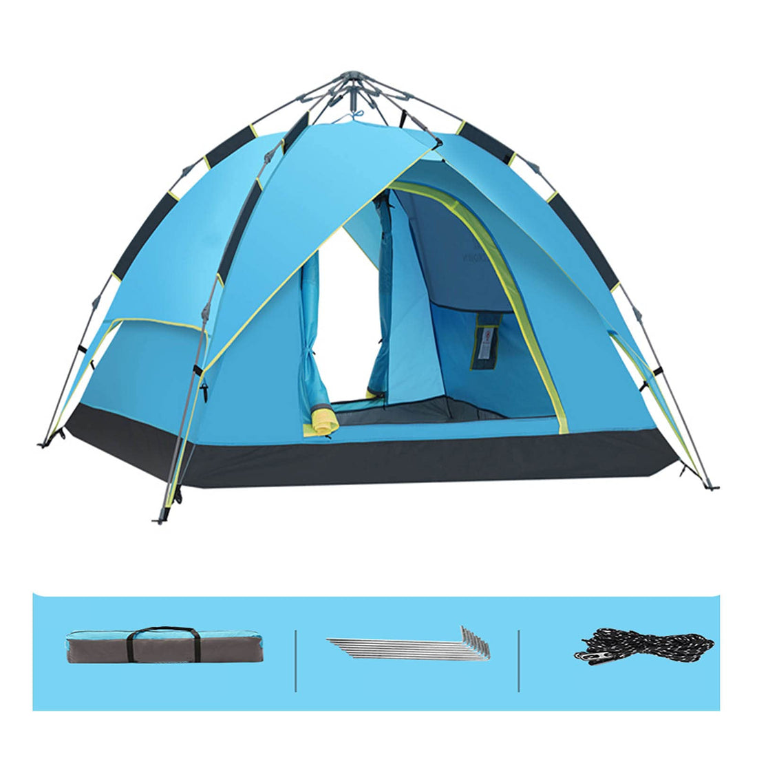 XZZ 2-4 Person Camping Tent, 4 Season Waterproof Anti-UV Ultra Light Easy Dome Double Layer Picnic Tent - Pop Up Fully Automatic Retro Tent - Hiking, Trekking, Camping