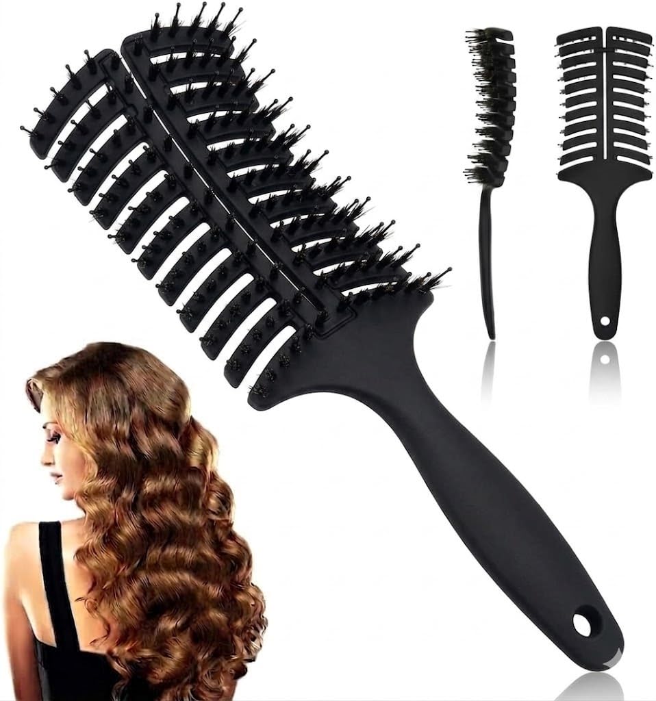 Professional Massage Hairbrush Vent Curved Detangling Hair Brush for Faster Blow Drying