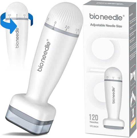 Derma Stamp, 120 Needles, Adjustable Needle Size, Scalp Care Tool for Hair and Beard Routine, Microneedling Tool for Personal Use