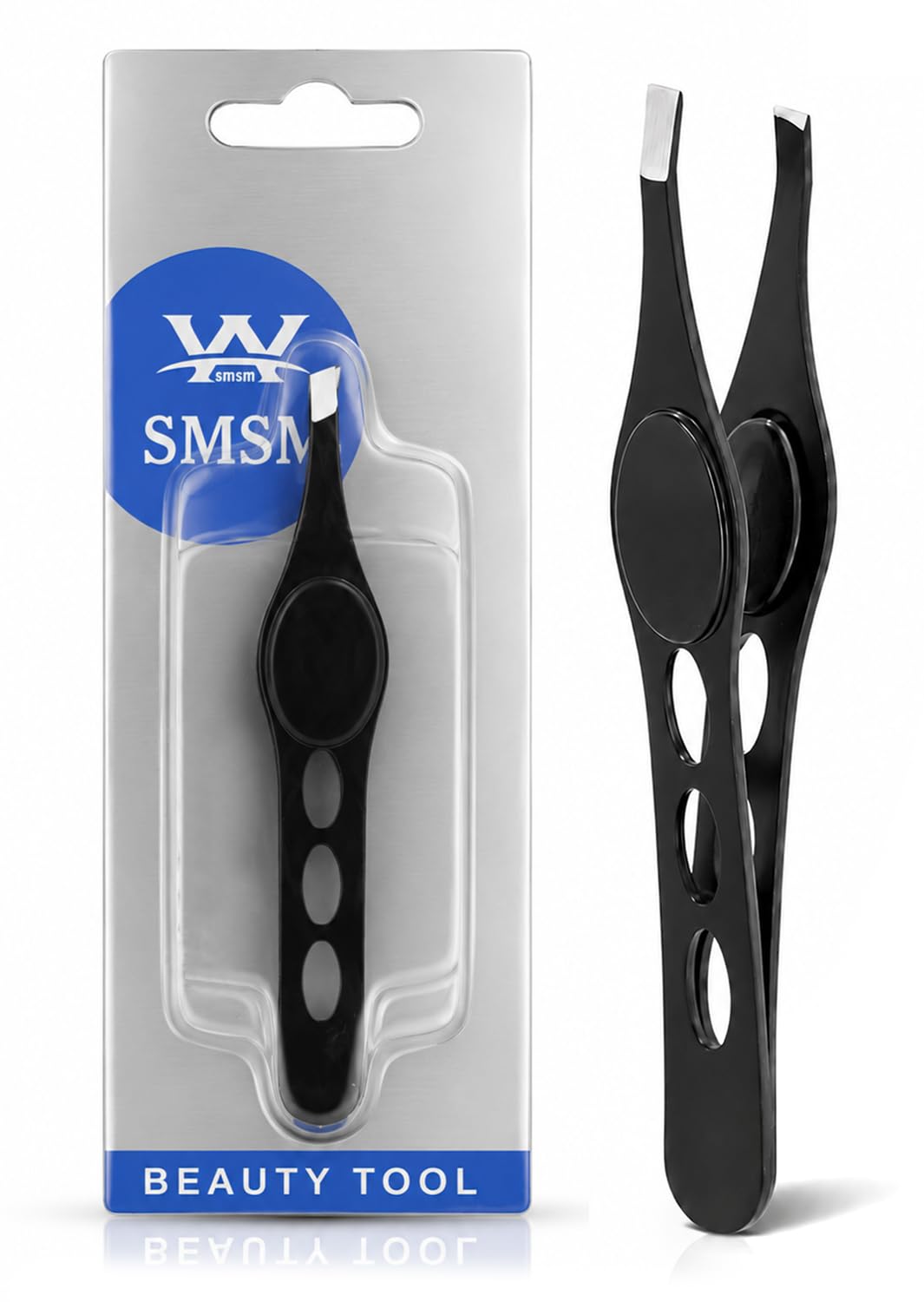 Tweezer - Manicure, For Eyebrow & Facial Hair, From Stainless Steel, Hair Removal (Black) Big Circle