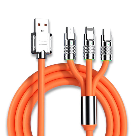 Multi USB Cable 3 in 1 Fast Charging 6A/120W Zinc Alloy, Thicker Version