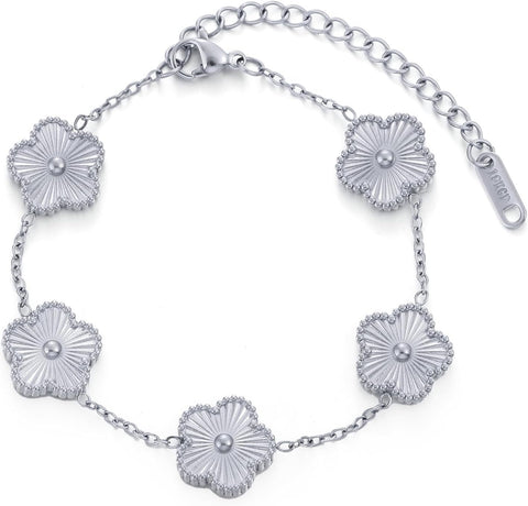 Twinklean Women's Bracelet Four-Leaf Clover Bracelet Stainless Steel Adjustable 14K Gold Plated Lucky Amulet Fashion Elegant Gift for Men Women | By Twinklean