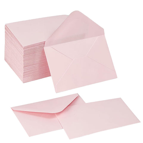 100 Pack Gift Card Envelopes 4 x 2.75" Mini Envelopes 120GSM Small Paper Business Gift Card Sleeves Bulk,Tiny Little Greeting Card Envelope Pockets for Invitation (Pink)