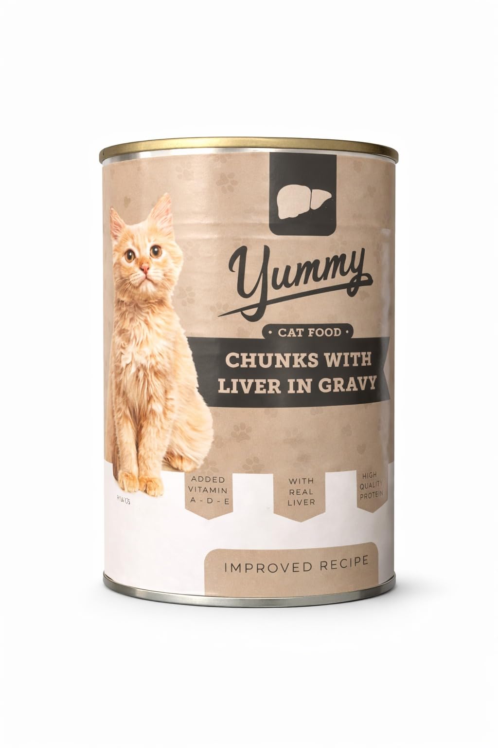 Yummy Cat Food Chunks in Gravy Wet Canned Cat Food Added Vitamins A D E High Quality Protein (1 Piece - 400 Gram, Liver)