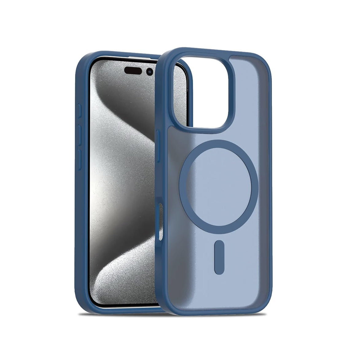 Next Store Durable Case Compatible with iPhone 15 Plus, Supports Wireless Charging, Slim Shockproof Design, Stylish Translucent Matte Back Cover.(Blue)