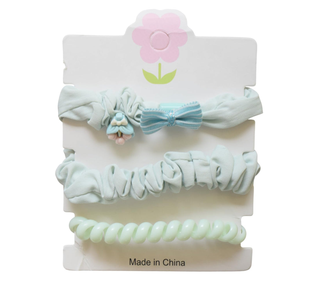 Daphne 3-Piece Hair Tie Set For Girls - Light Blue