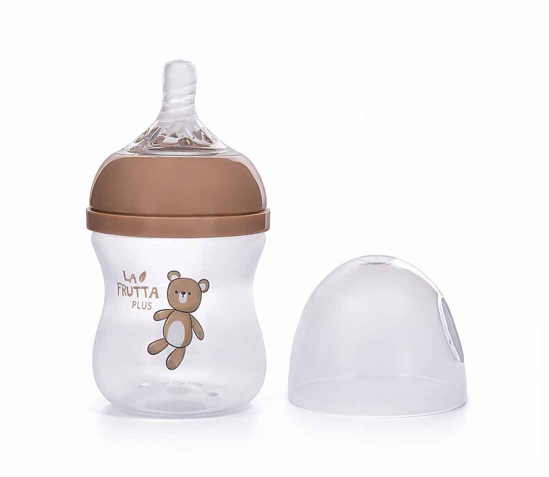 Natural Flow Baby Bottle Anti-Colic, Soft Silicone Nipple, BPA Free, Slow Flow, 0+ Months (Brown, 120)