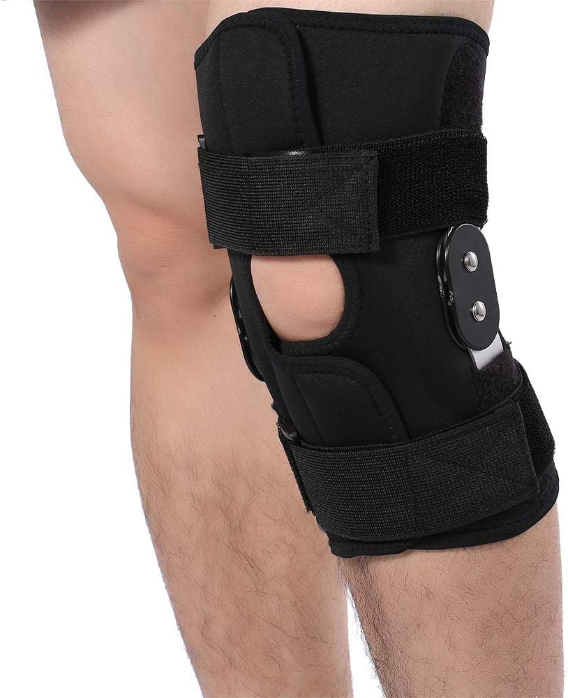 Open Knee Brace with Dual Aluminum Hinges - Adjustable Neoprene Padded Compression Knee Support Brace for Meniscus Tear, ACL, Knee Pain, Sore (1)