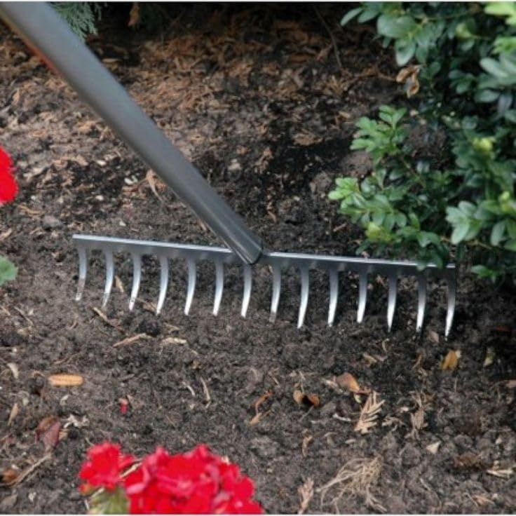 Metal Garden Fork Long Tooth Wide Head Soil Leveler Trimmer