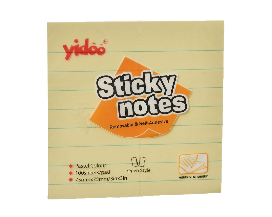 Sticky Notes 75 × 75 mm 100 Sheets Ruled Yellow Model A03L