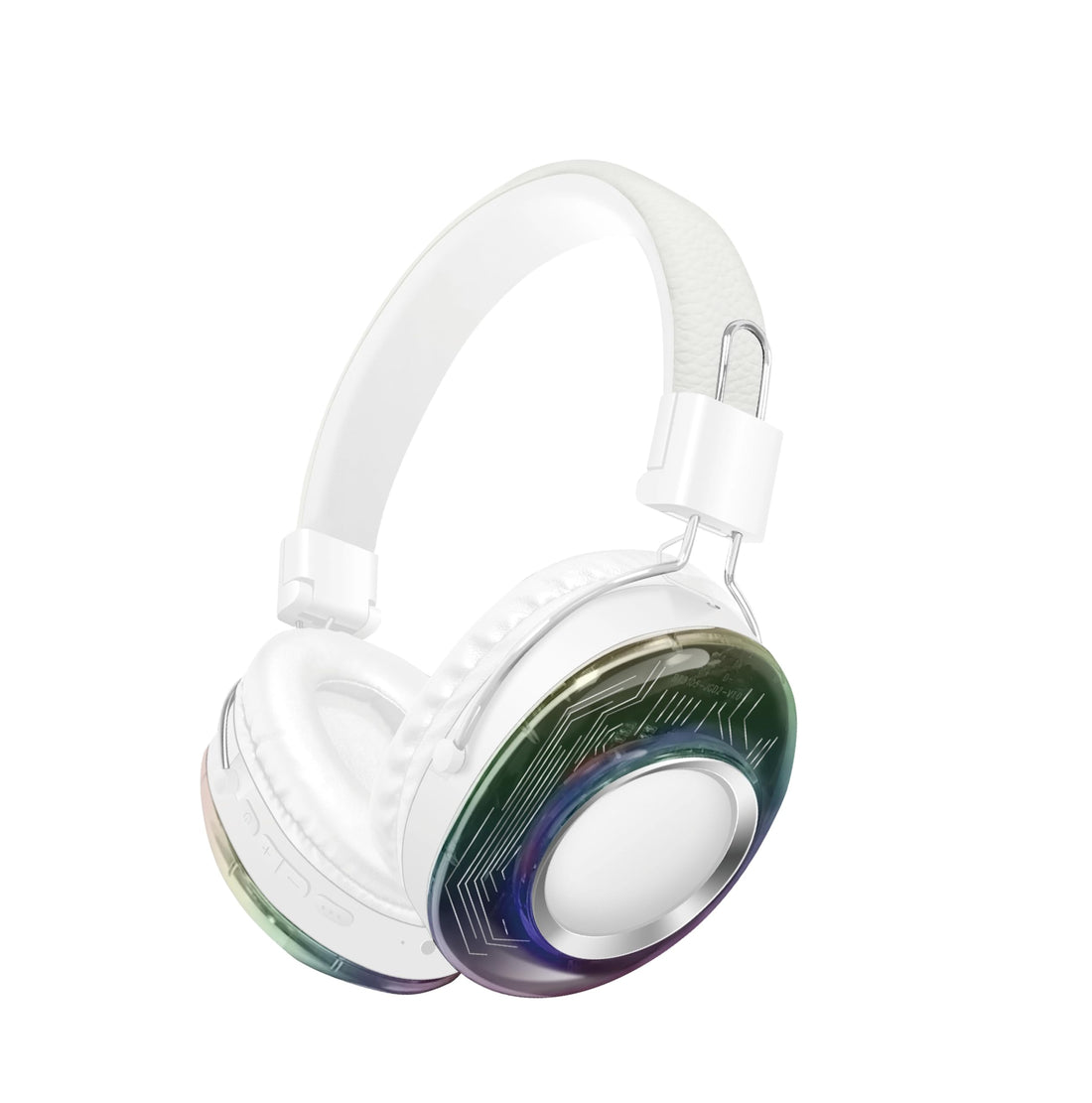 Generic Wireless Over-Ear Headphones with RGB LED Illumination, Powerful Pure Sound, Comfortable Design, White