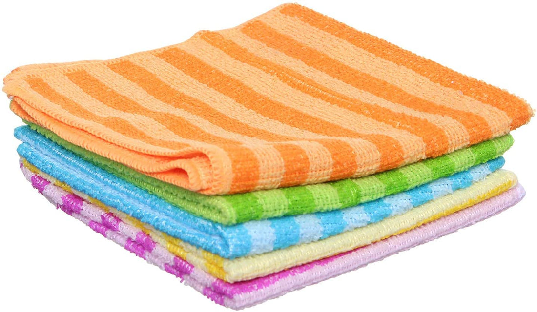 Generic Multi-Use Cleaning Cloth, 5 Pack, 30x30 cm - Multicolor, Striped
