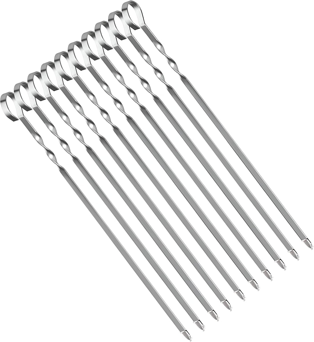 Stainless Steel Grill Skewers 6-Piece Multipurpose BBQ Skewers Set for Home Grilling and Outdoor Barbecue Reusable Metal Kabob Skewers for Meat