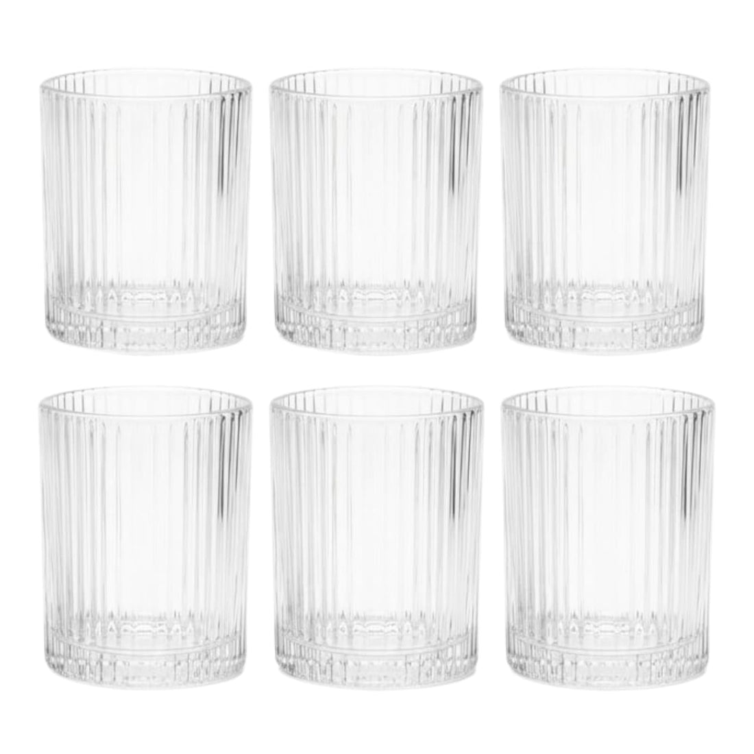 Volora Polygon Clear Glass Cups, Set of 6, Multipurpose for Drinks, Candles, Decor