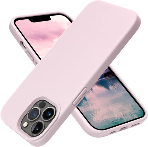 Silicone Case for iPhone 13 Pro Max (6.7"), Compatible Shockproof Slim Thin Phone Cover, Soft Microfiber Lining & Anti-Scratch Tough Acrylic Back, Full Body Protective Case (Pink)