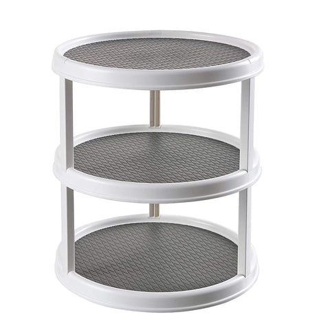 Generic JEEBAY 12 inch Diameter Turnable Lazy Susan Spice Rack Organizer for Large Cabinet, Kitchen Dining Table Refrigerator Bathroom Organization (Gray, 3 Tier)
