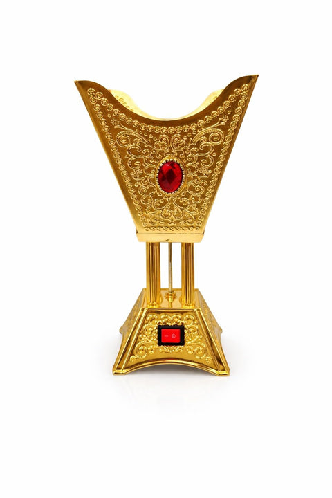 Electric Incense Burner for Bakhoor and Oud – Decorative Arabic Design – Gold Color (Incense Burner)