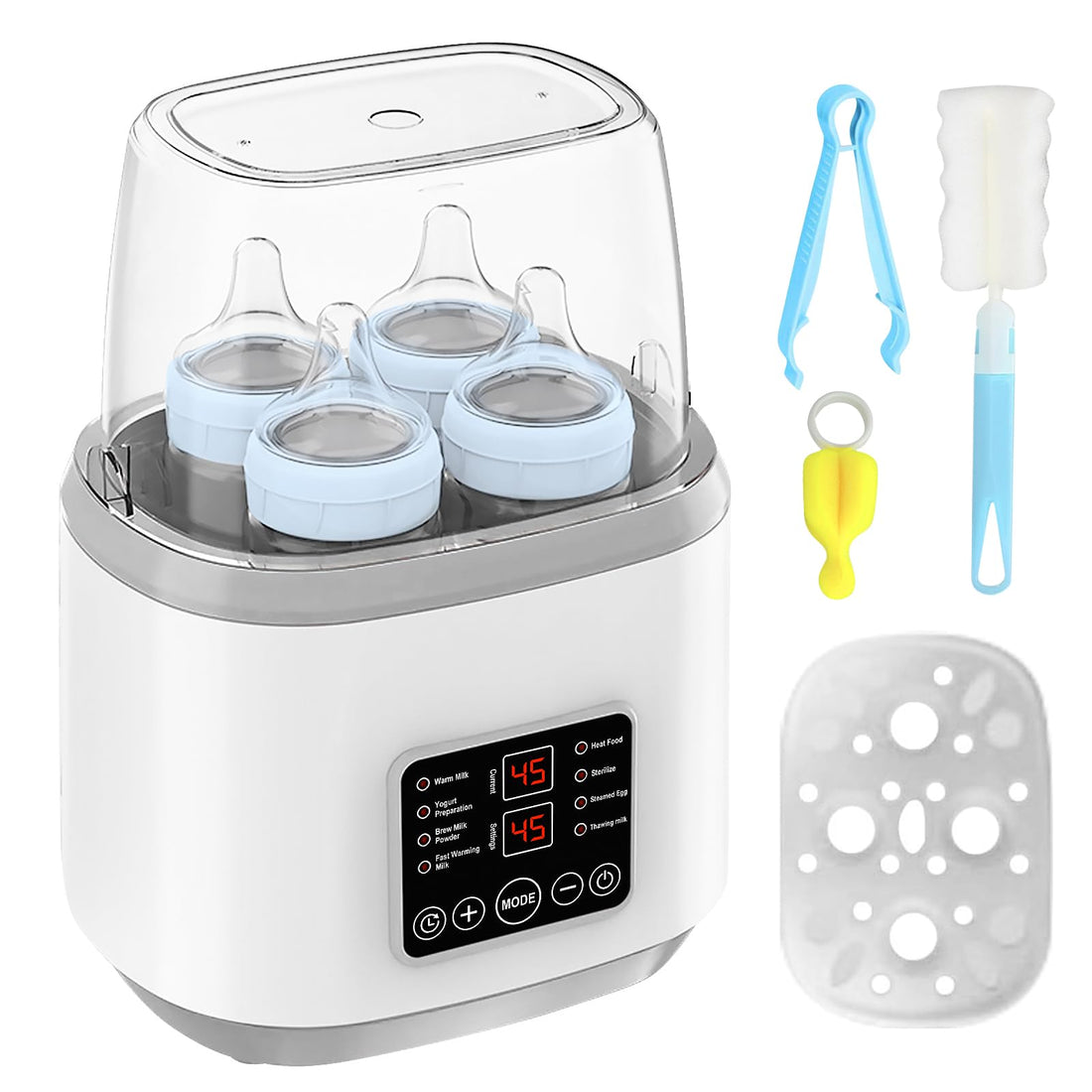 Baby Bottle Warmer, 8-in-1 Steriliser for Baby Bottles with Intelligent Scheduling, Steam Sterilisation, 24H Warming Function Baby Bottle Warmer, Baby Bottle Warmer, Bottle Warmer (Grey)