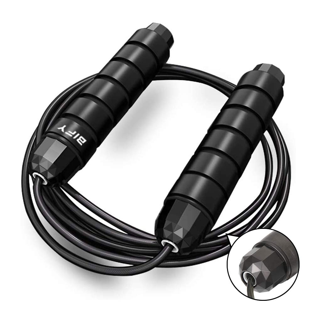 BIFY Skipping Rope,Speed Rope For fitness,endurance&weight loss.Ideal for boxing,MMA,Crossfit,HIIT,interval training.Professional sport,training,suitable for children and adults.3M (black,0.15KG)