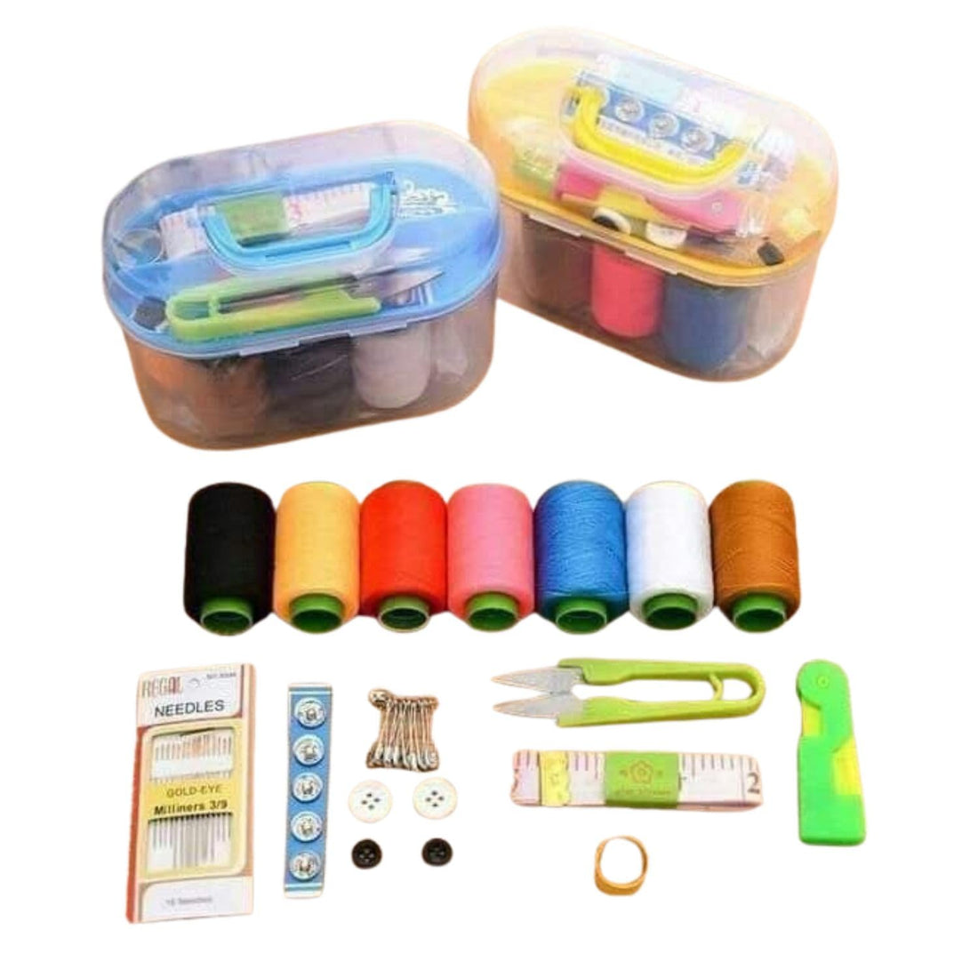 Portable Sewing Kit with Storage Case, 7 Thread Spools, Needles and Accessories, Multi-colour
