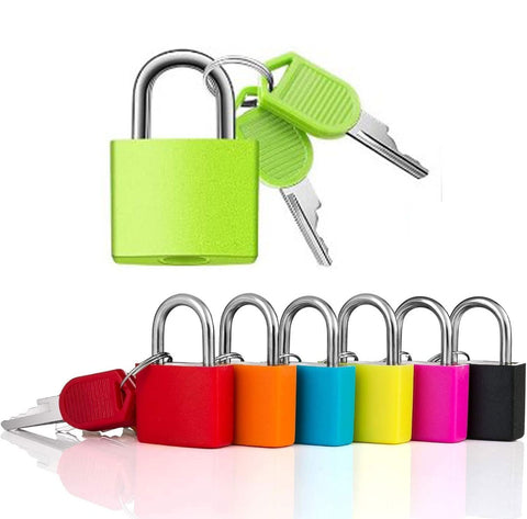 Luggage Locks with Keys, Multicolor Metal Padlocks, Mini Padlocks | 2 Keys Same Color Padlock | Suitable for Suitcase, Gym Locker, Storage Bins, Classroom Matching Game and More (Green)