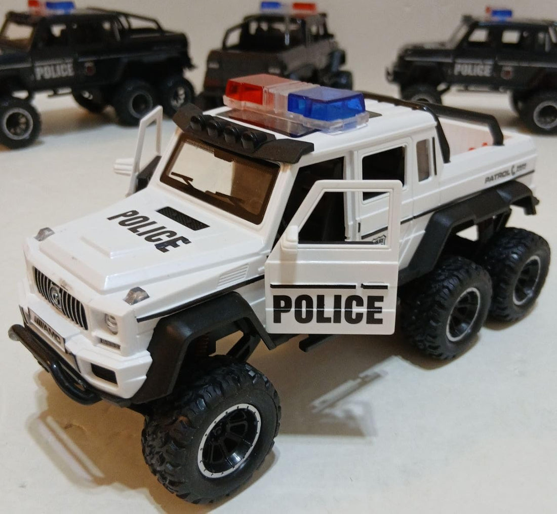 Police Car Toy 19cm with Steam, Sound and Light, 2 Doors Open