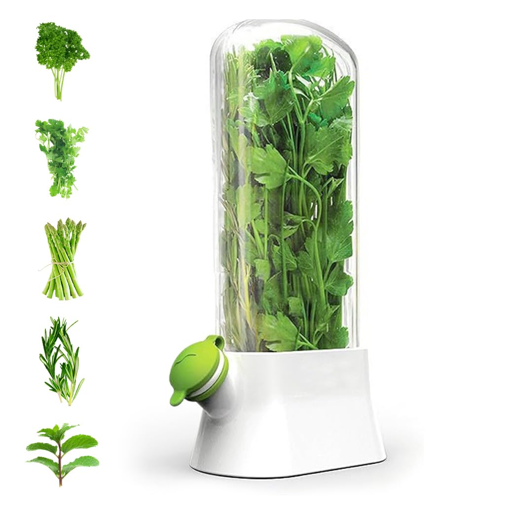 Tazweeq Herb Saver, Refrigerator Herb Keeper, Refrigerator Cilantro Saver, Herb Saver, Fresh Herb Saver, Preserves Cilantro, Parsley, Asparagus