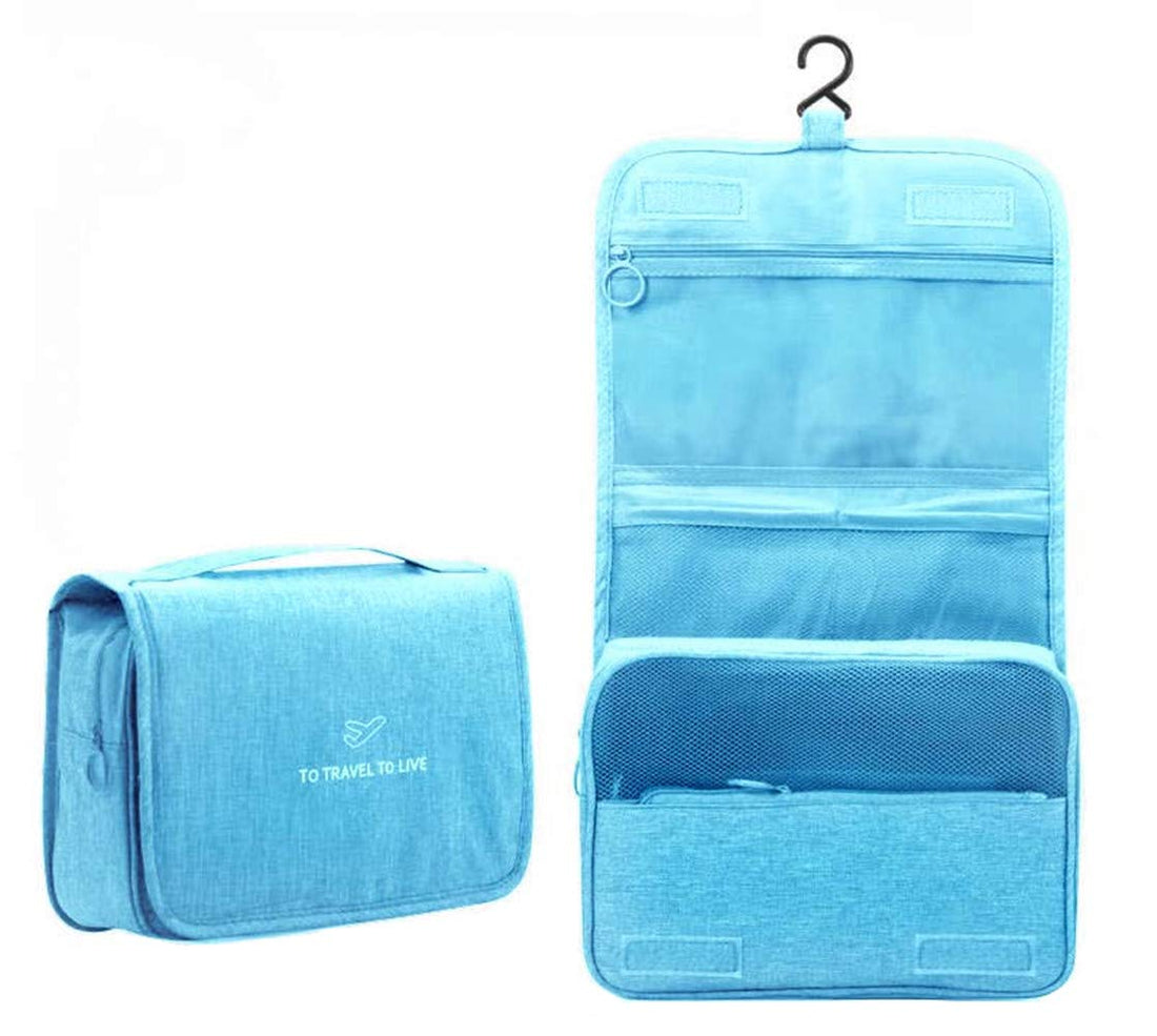 Travel Hanging Toiletry Wash Bag Makeup Cosmetic Organizer for Women Girls Kids Waterproof, Bluex, 10.63"X4.72"X5.91“