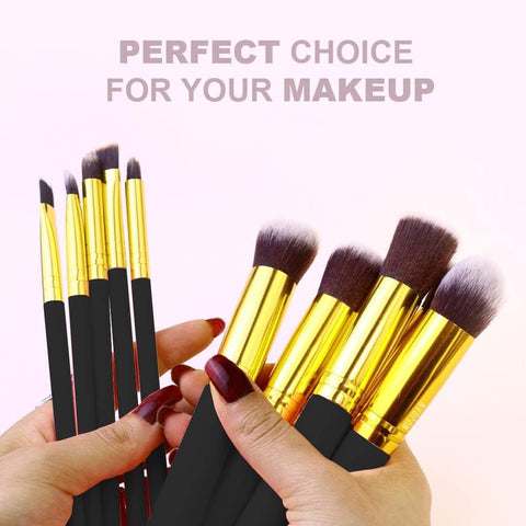 Professional Makeup Brush Set 10 Pcs with Stylish Leather Case Versatile Foundation Powder Eyeshadow Concealer Soft Bristles for Daily and Professional Use