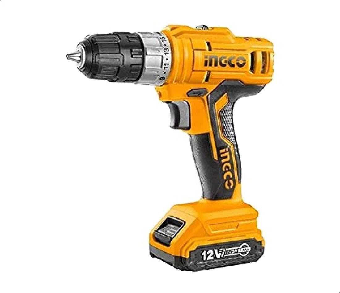 Ingco CDLI1222 Cordless Drill with Bag and Interchangeable Lithium-Ion Battery -12 Volts