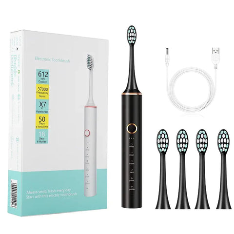 Sonic Electric Toothbrush for Adults and Kids, Yakiter Electric Toothbrushes, with 4 Brush Heads, 6 Modes, 2 Minutes Smart Timer Rechargeable Electric Toothbrush, IPX7 Waterproof فرشاة أسنان كهربائية