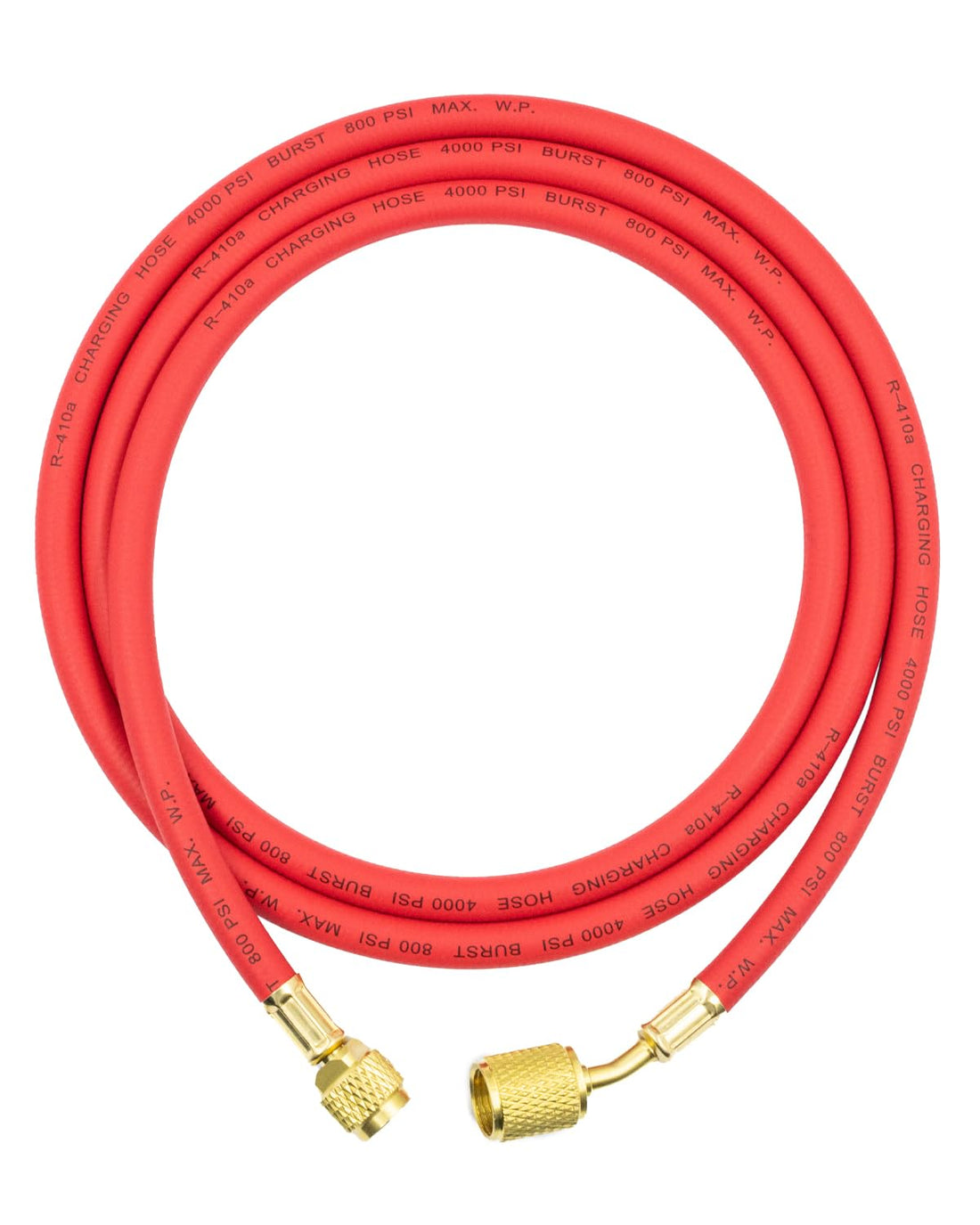3/8" Diameter Refrigerant Hose, 3/8" FL to 1/4" FL Vacuum Certified, for R410A R134A R22 and All Common Refrigerants, Faster HVAC Evacuation and Recovery, High-Flow, 6 FT, Red
