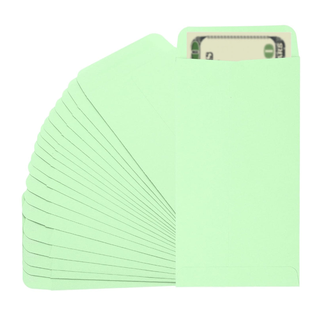 PATIKIL Money Envelope, 25 Pack 6.5" x 3.5" Cash Envelopes Money Holder Bags Budgeting Saving Challenge Letter for Gift Coins Checks Tickets Jewelry Passport Card, Light Green
