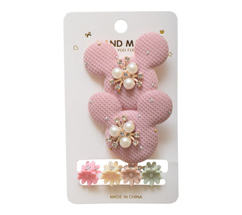 Daphne 2 Piecesteddy Bear Shape Hair Ties - Pink