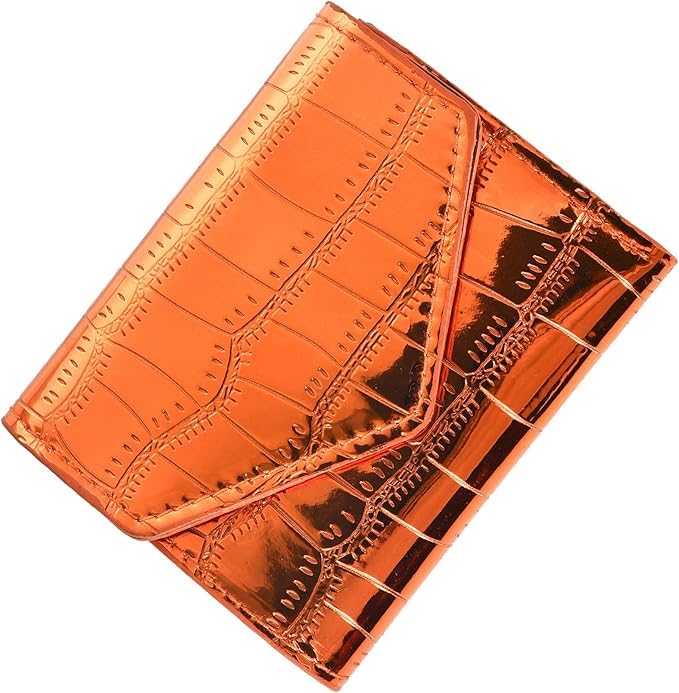 ZonShop Luxury Women Wallet Crocodile Design Credit Card Holder Cash Purse Stylish Small Pocket Wallet for Women Girls Multipurpose ID Card ATM Card Case (Orange)