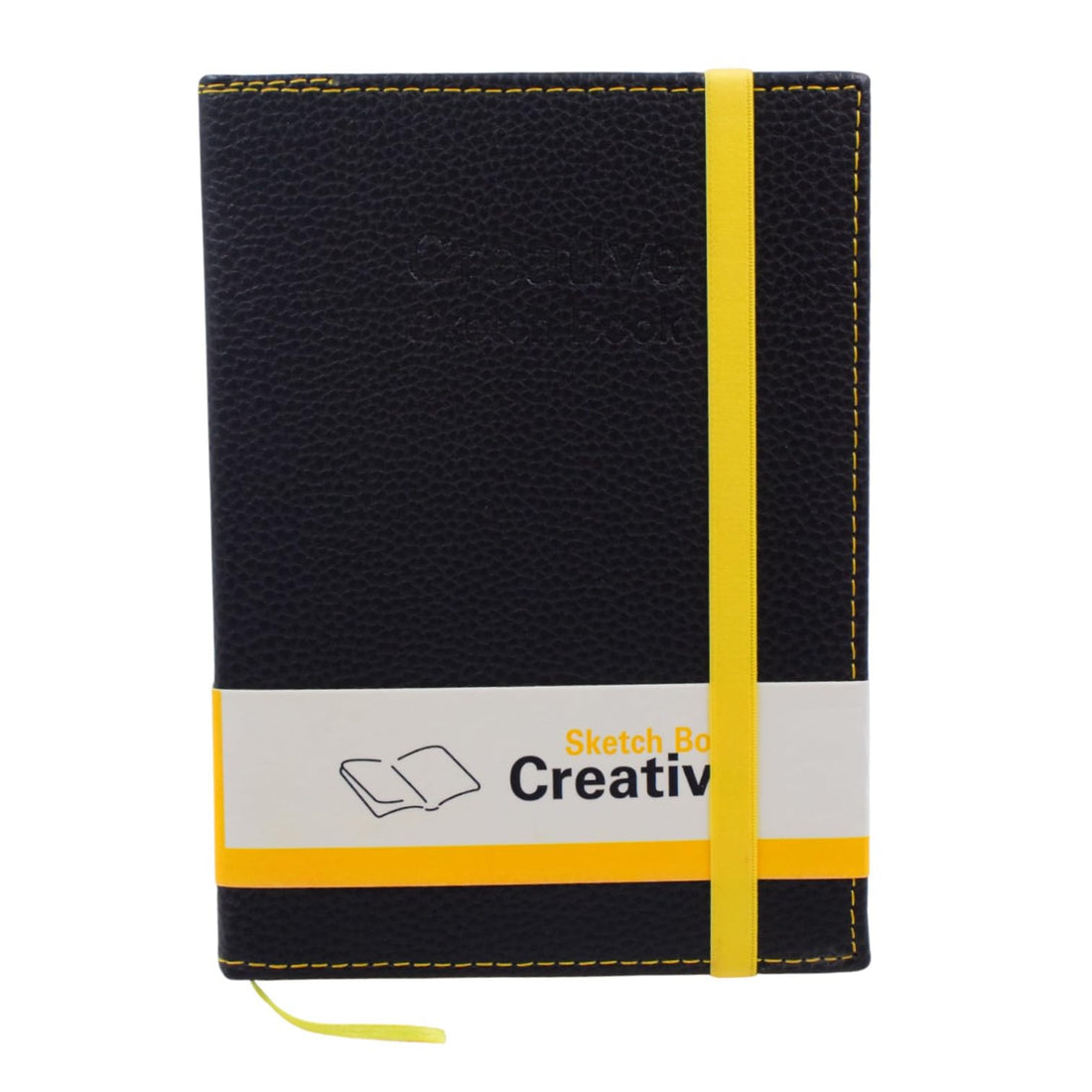 Creative Elastic-Bound Drawing Sketchbook A5, 100 Sheets - Yellow Black