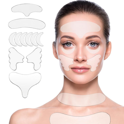 Tazweeq Neck Wrinkle Patches, Reusable Silicone Material, for Chest, Forehead, Under Eye, Neck & Nasolabial Folds, Anti-Wrinkle Pads for Firming, Smoothing Fine Lines, Anti-Aging Skincare, 11 Pcs