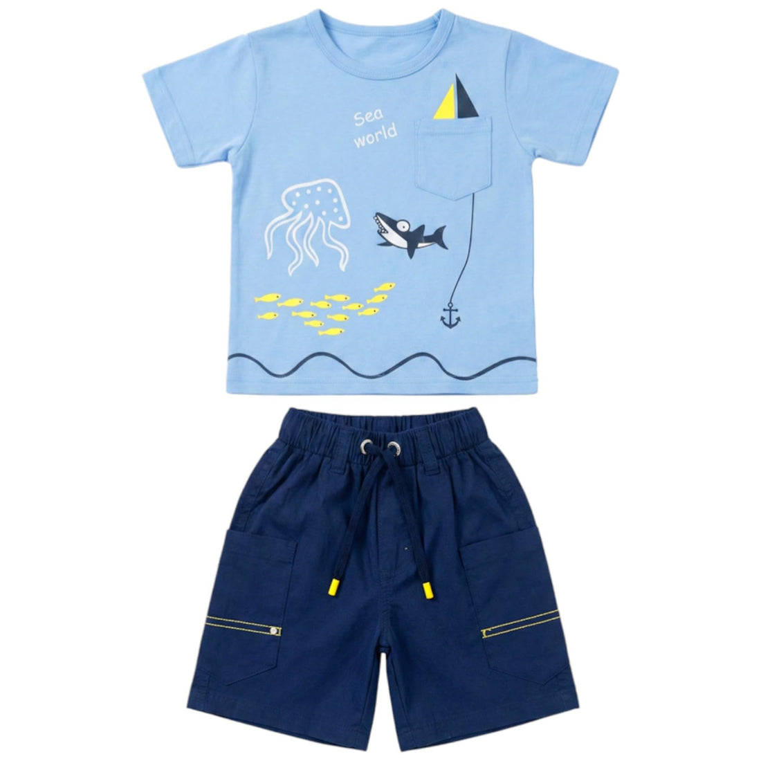 Sikaaa Boys Half Sleeves T-Shirt&Short Printed Sea World Half Sleeves T-Shirt,Short (pack of 1)