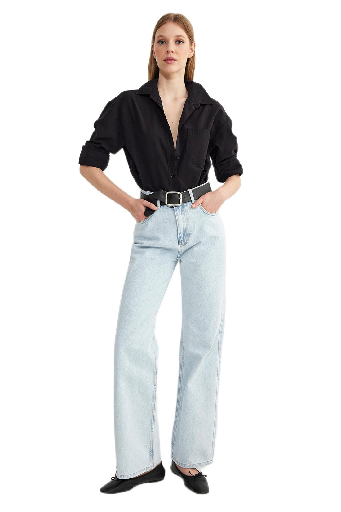 Trendyol Woman Light Blue High Waist Wide Leg Jeans Twoss25Je00092 Jeans