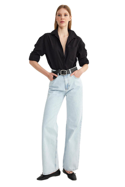 Trendyol Woman Light Blue High Waist Wide Leg Jeans Twoss25Je00092 Jeans